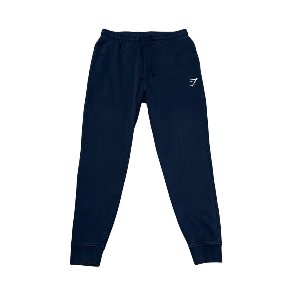 Gymshark Crest Joggers Mens Size M Navy Blue Fleece Tapered Sweatpants A2A4H